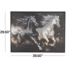 Black Aluminum Running Horses Wall Art with Orange Accents, 40