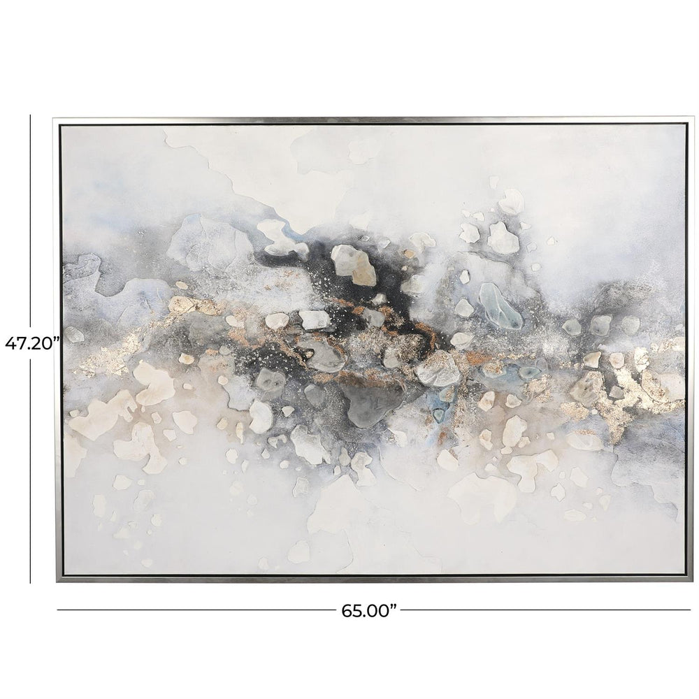 Framed Canvas Abstract Wall Art with Gold Foil Accent, 65