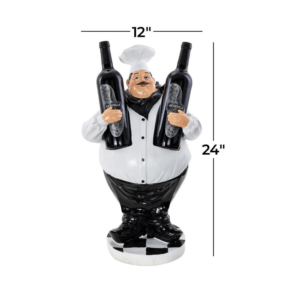 White Polystone Chef Wine Holder, 2-Bottle, 24