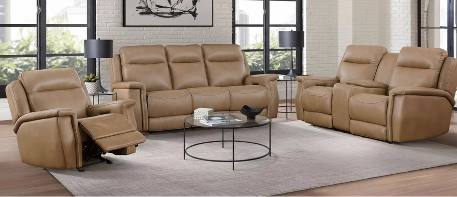 Napoli Saddle Leather Power Reclining Sofa Collection with Power Headrest Complete Room
