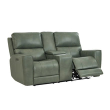Venezia Cement Leather Power Reclining Love Seat with Power Headrest