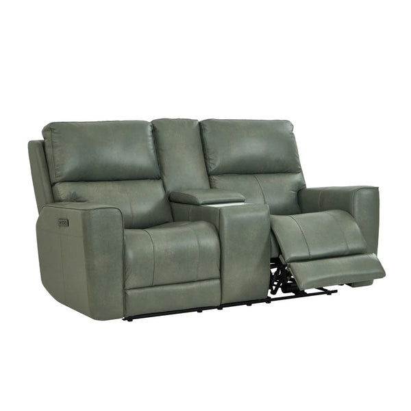 Venezia Cement Leather Power Reclining Love Seat with Power Headrest alternate view