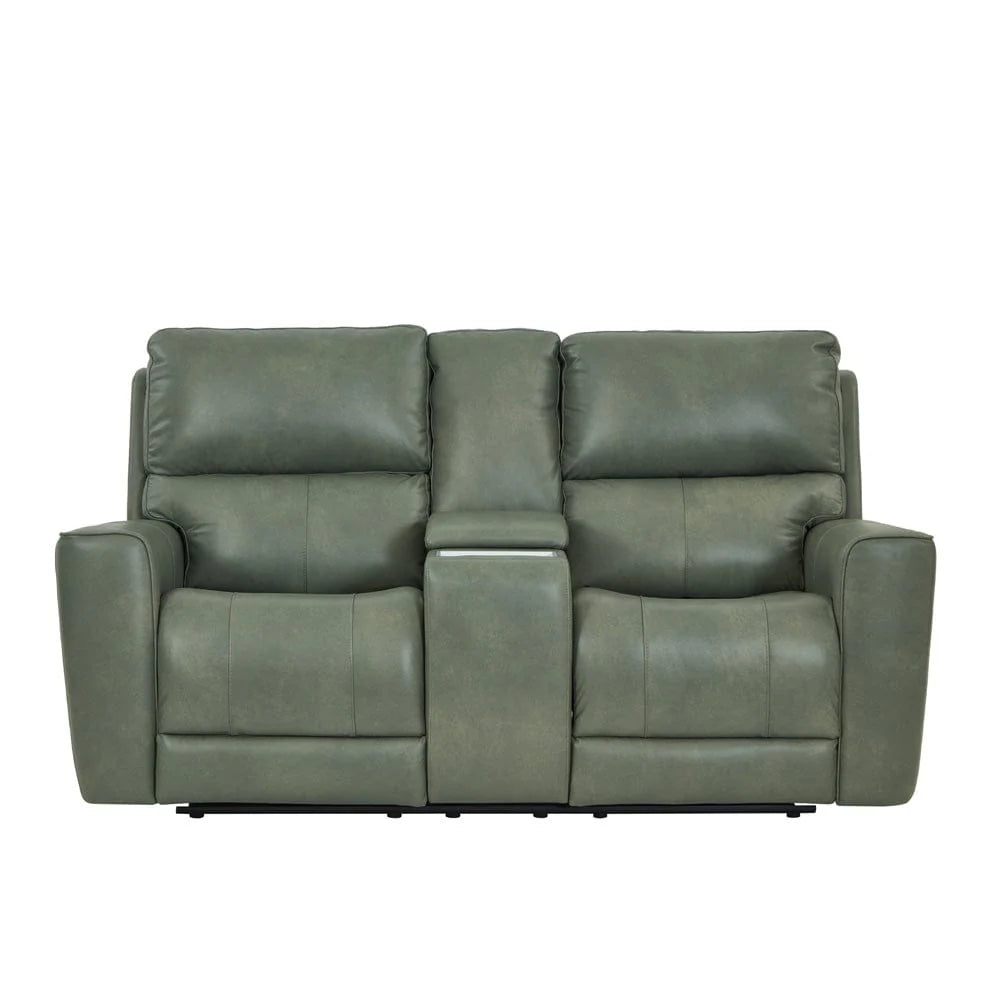 Venezia Cement Leather Power Reclining Love Seat with Power Headrest
