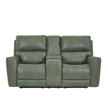 Venezia Cement Leather Power Reclining Love Seat with Power Headrest