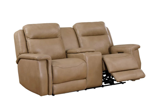 Napoli Saddle Leather Power Reclining Love Seat with Power Headrest alternate view