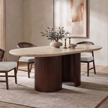 Sorrento oval travertine dining table