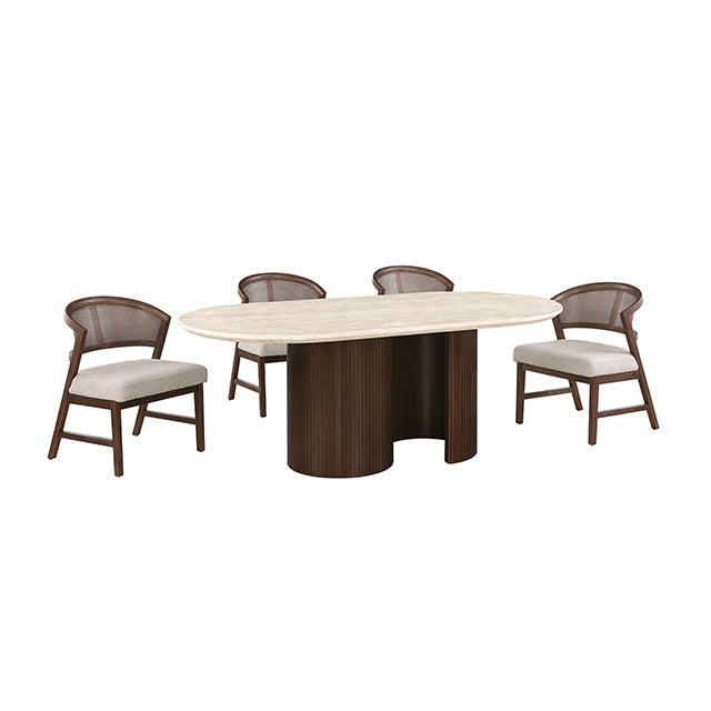 Sorrento oval travertine dining table detail
