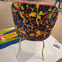 Neon splat magenta Studio Art accent chair, back view