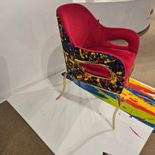 Neon splat magenta Studio Art accent chair, side view