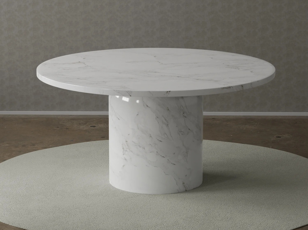 Roman 60''D Round Marble Dining Table with Matching 31.5‘’D Lazy Susan