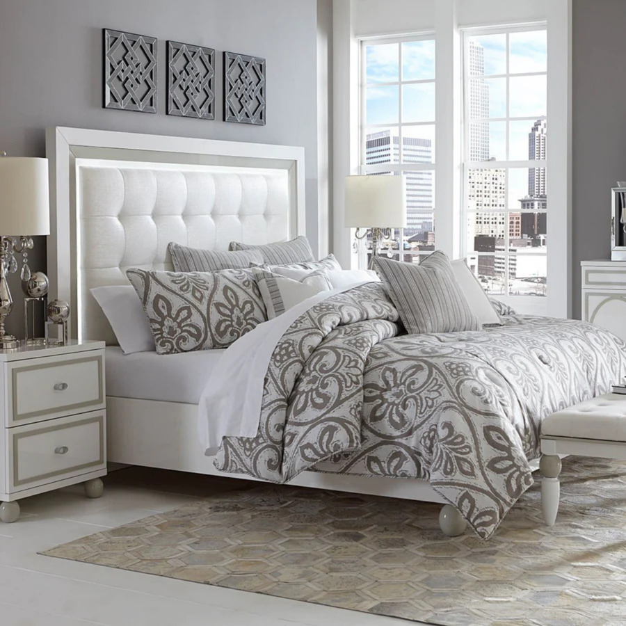 Tower Cloud Queen Panel White Bed Complete Room