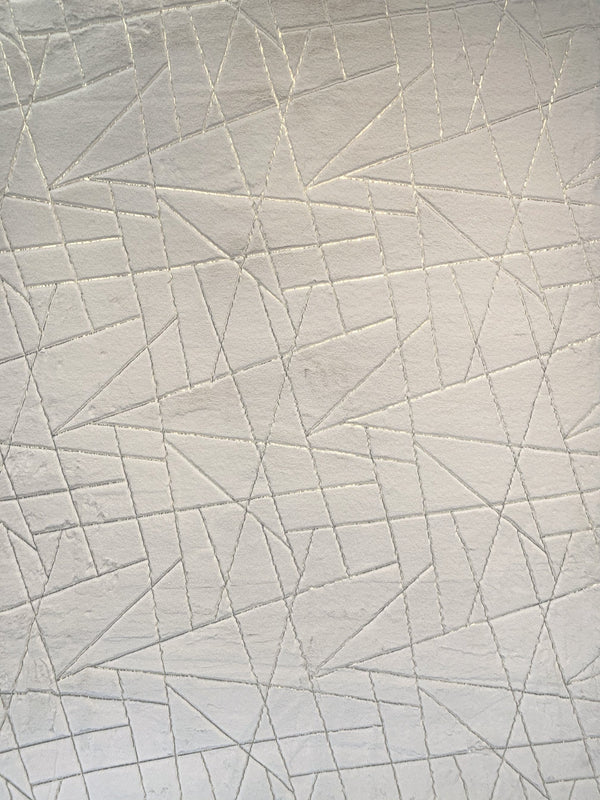 Metallic Area Rug White Lines full view