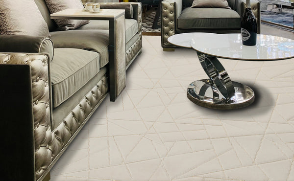 Metallic Area Rug White Lines alternate view