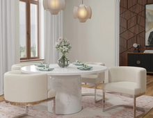 Roman 60''D Round Marble Dining Table with Matching 31.5‘’D Lazy Susan